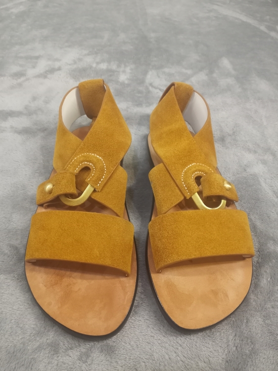 rag & bone Shoes - rag & bone Mustard Suede Crisscross Sandals with Gold Hardware Size 36.5